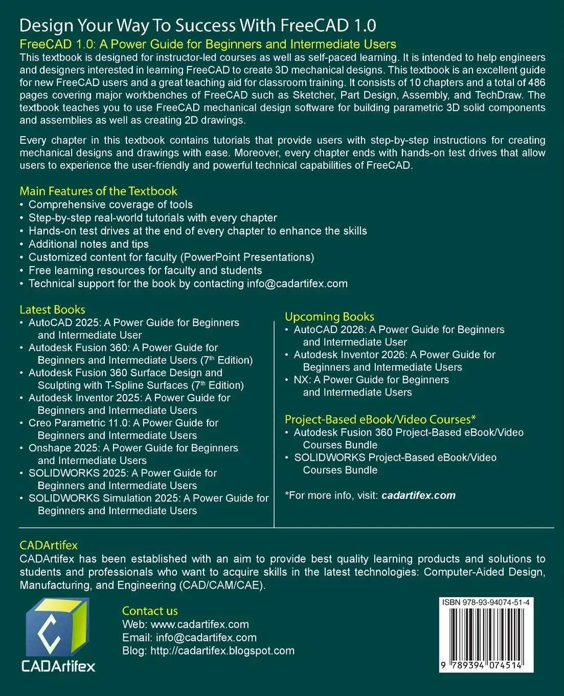 Rückseite: 9789394074514 | FreeCAD 1.0 | A Power Guide for Beginners and Intermediate Users Rückseite: 9789394074514 | FreeCAD 1.0 | A Power Guide for Beginners and Intermediate Users