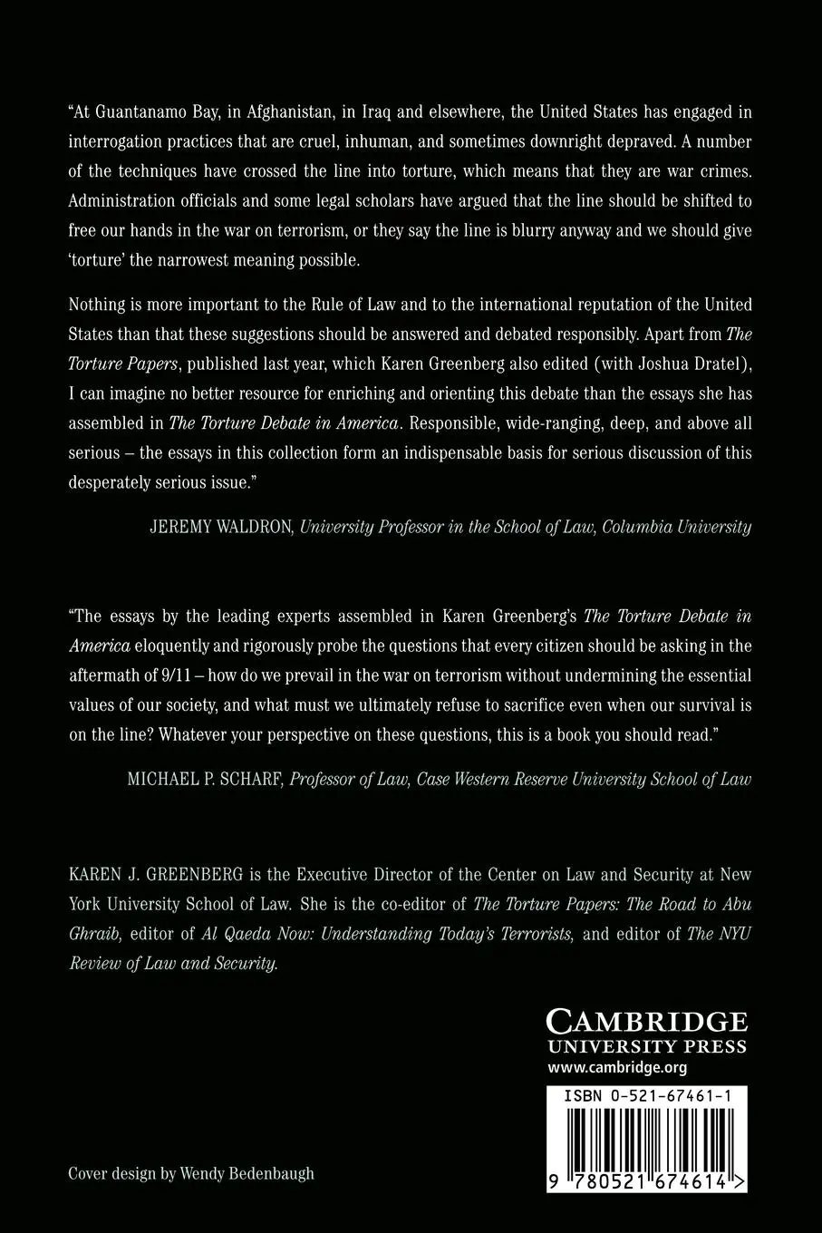 Rückseite: 9780521674614 | The Torture Debate in America | Karen J. Greenberg | Taschenbuch