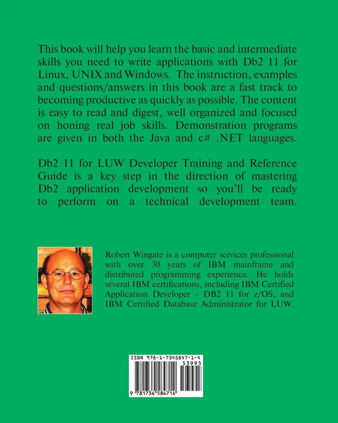 Rückseite: 9781734584714 | Db2 11 for LUW Developer Training and Reference Guide | Robert Wingate