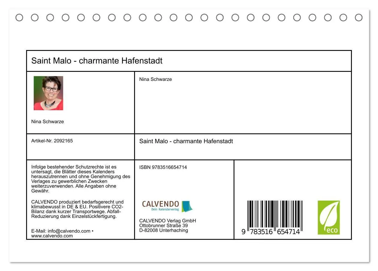 Bild: 9783516654714 | Saint Malo - charmante Hafenstadt (Tischkalender 2026 DIN A5 quer),...