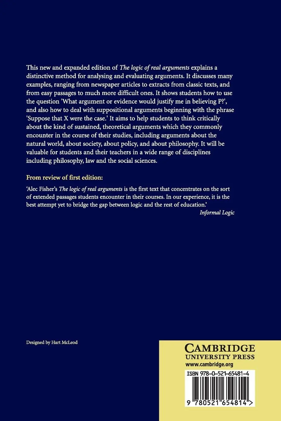 Rückseite: 9780521654814 | The Logic of Real Arguments | Alec Fisher | Taschenbuch | Englisch