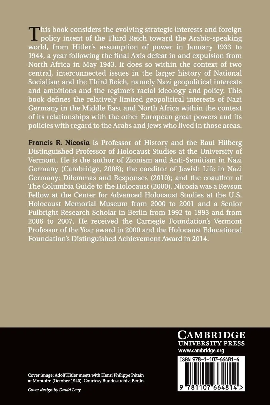 Rückseite: 9781107664814 | Nazi Germany and the Arab World | Francis R. Nicosia | Taschenbuch