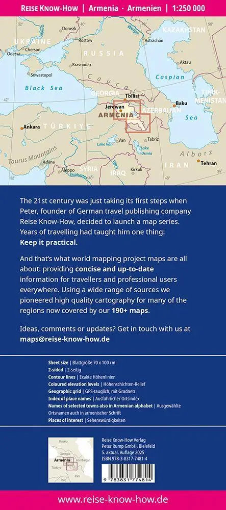 Bild: 9783831774814 | Reise Know-How Landkarte Armenien / Armenia (1:250.000) | (Land-)Karte
