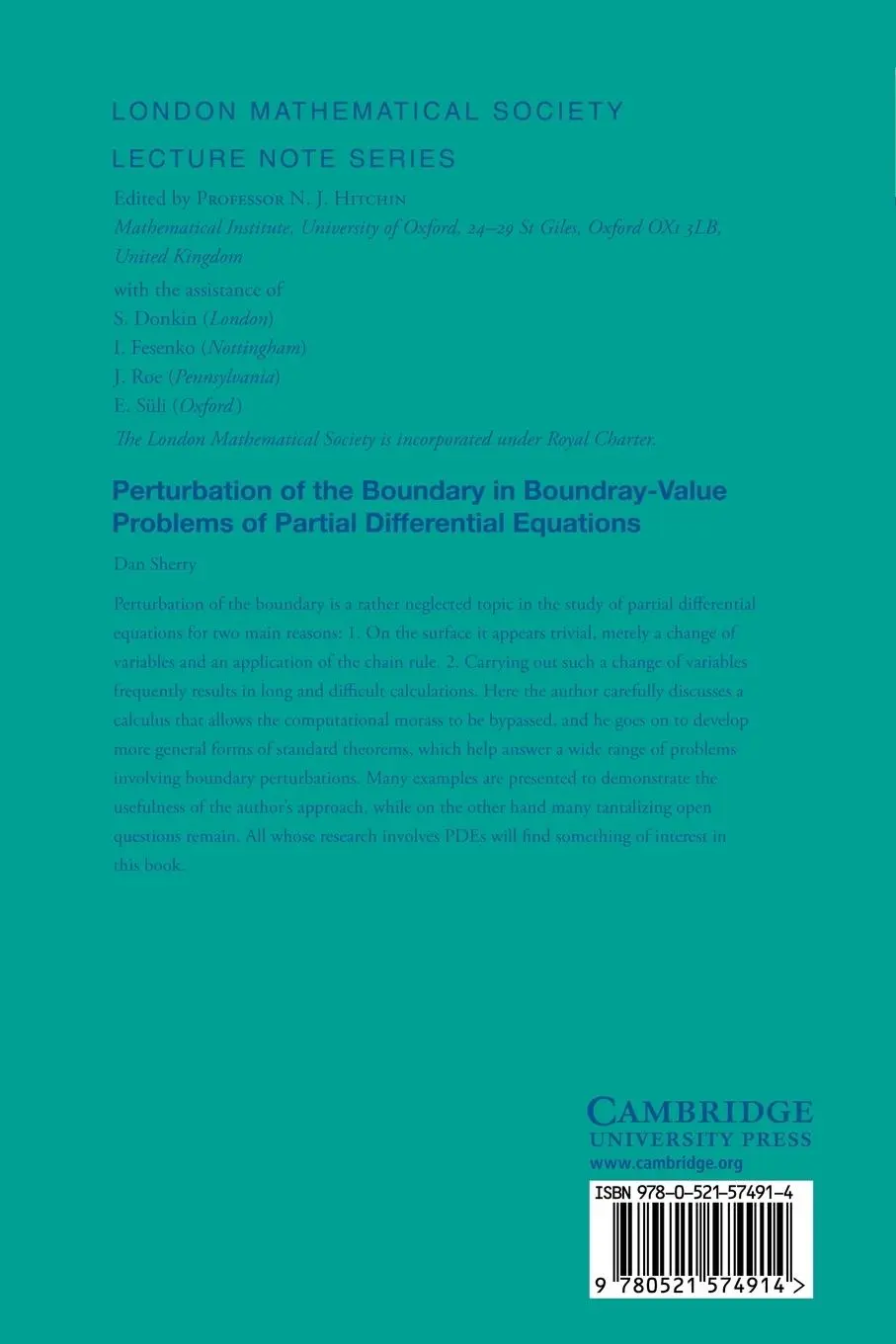 Rückseite: 9780521574914 | Perturbation of the Boundary in Boundary-Value Problems of Partial...