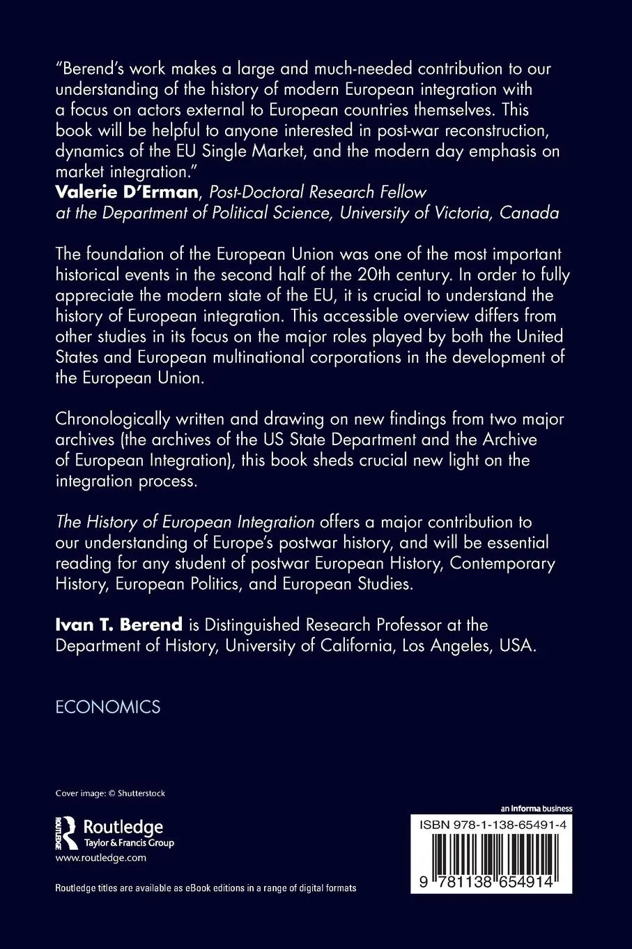 Rückseite: 9781138654914 | The History of European Integration | A new perspective | Berend