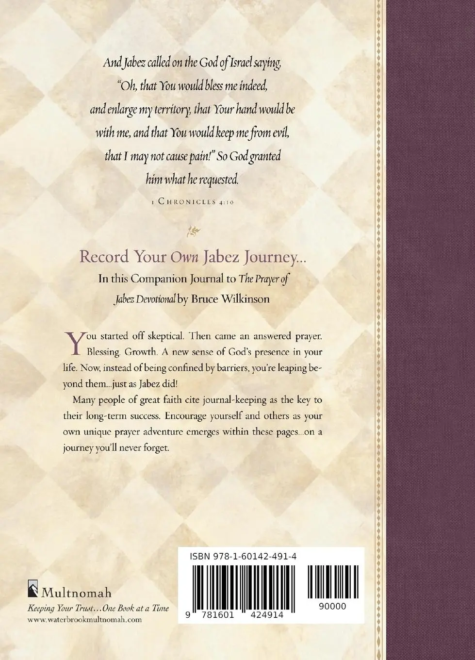 Rückseite: 9781601424914 | The Prayer of Jabez Journal | Bruce Wilkinson | Taschenbuch | 128 S.
