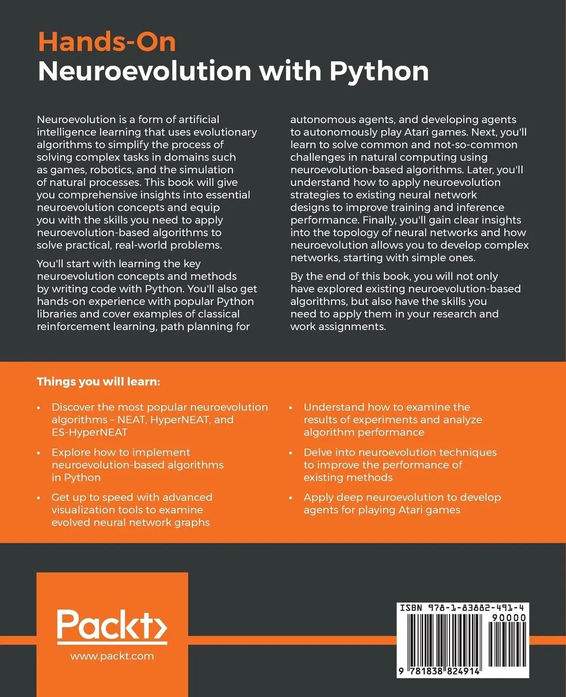 Rückseite: 9781838824914 | Hands-On Neuroevolution with Python | Iaroslav Omelianenko | Buch