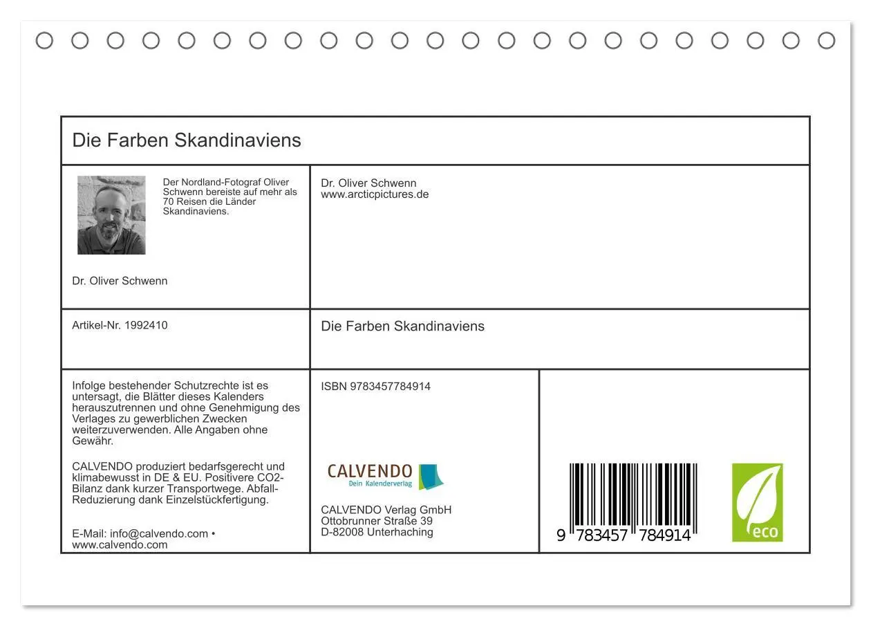 Bild: 9783457784914 | Die Farben Skandinaviens (Tischkalender 2026 DIN A5 quer), CALVENDO...