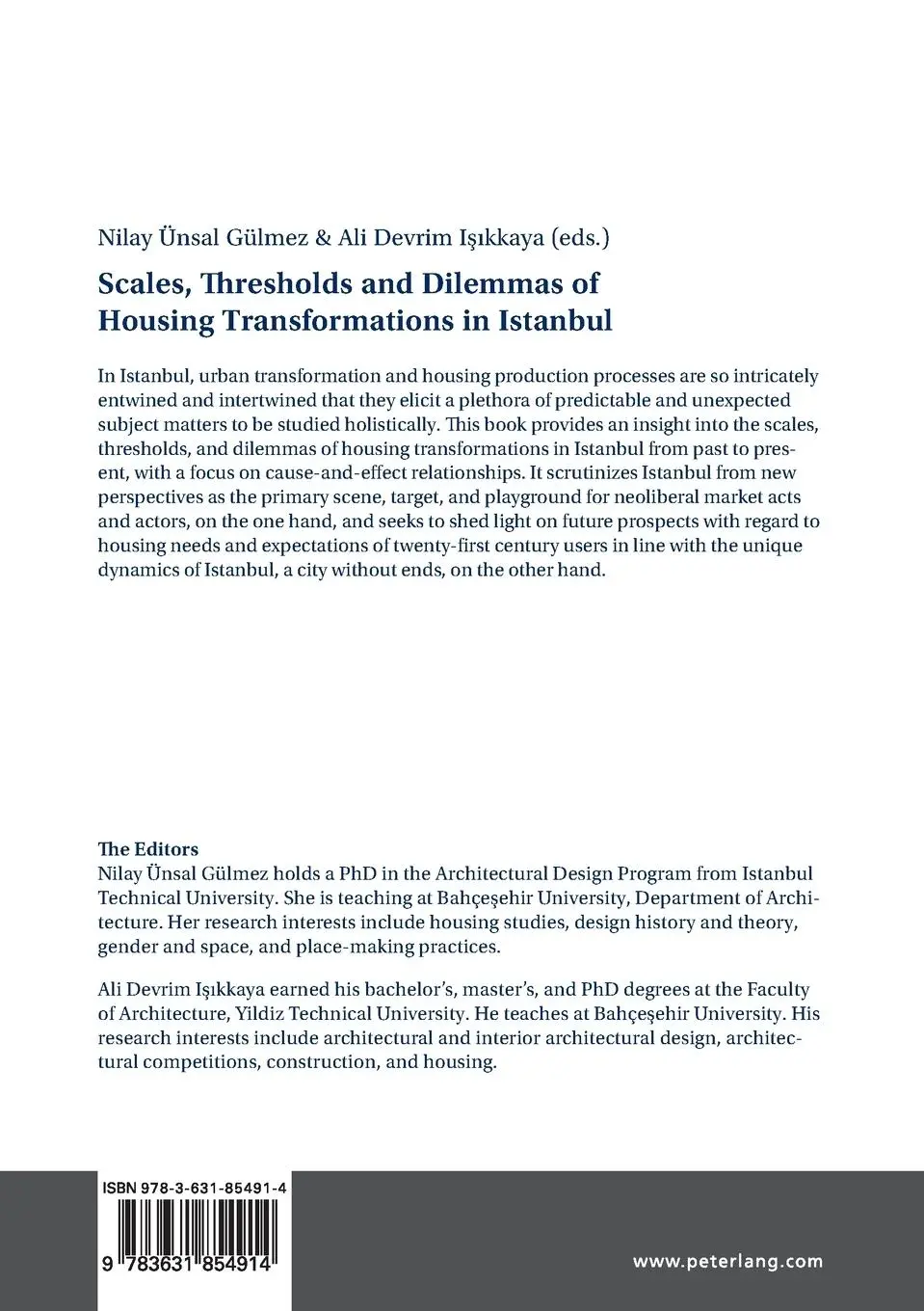 Rückseite: 9783631854914 | Scales, Thresholds And Dilemmas Of Housing Transformations In Istanbul