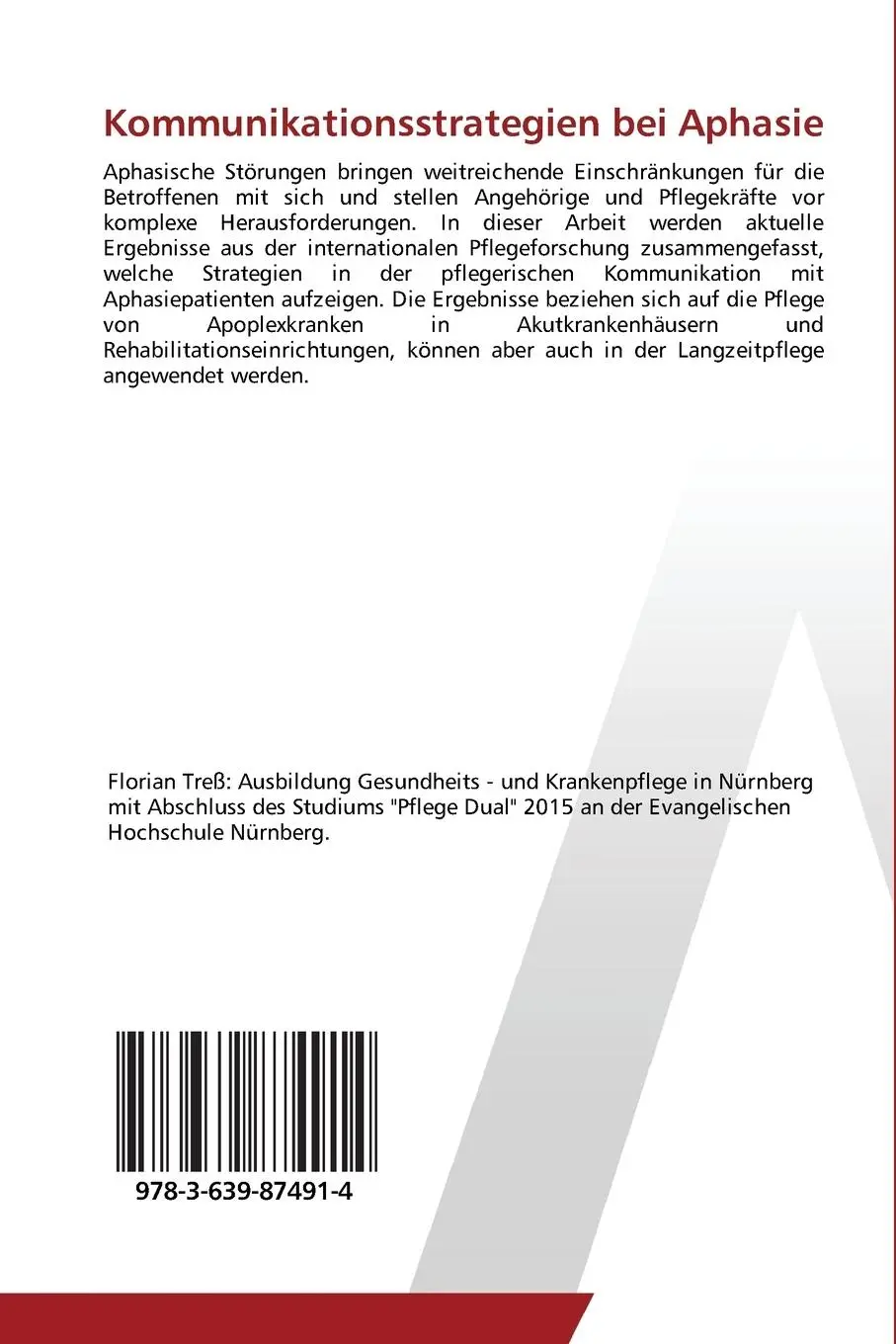 Rückseite: 9783639874914 | Kommunikationsstrategien bei Aphasie | Florian Treß | Taschenbuch