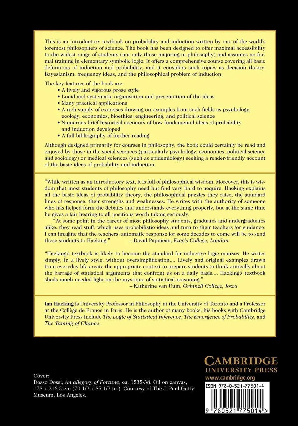 Rückseite: 9780521775014 | An Introduction to Probability and Inductive Logic | Hacking (u. a.)