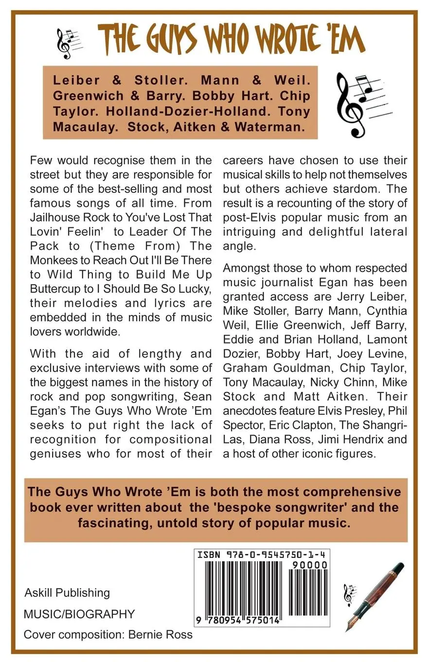 Rückseite: 9780954575014 | The Guys Who Wrote 'em | Songwriting Geniuses of Rock and Pop | Egan