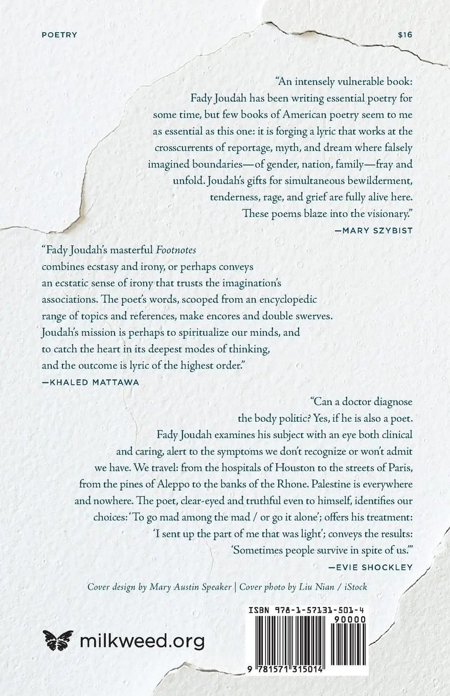 Rückseite: 9781571315014 | Footnotes in the Order of Disappearance | Poems | Fady Joudah | Buch