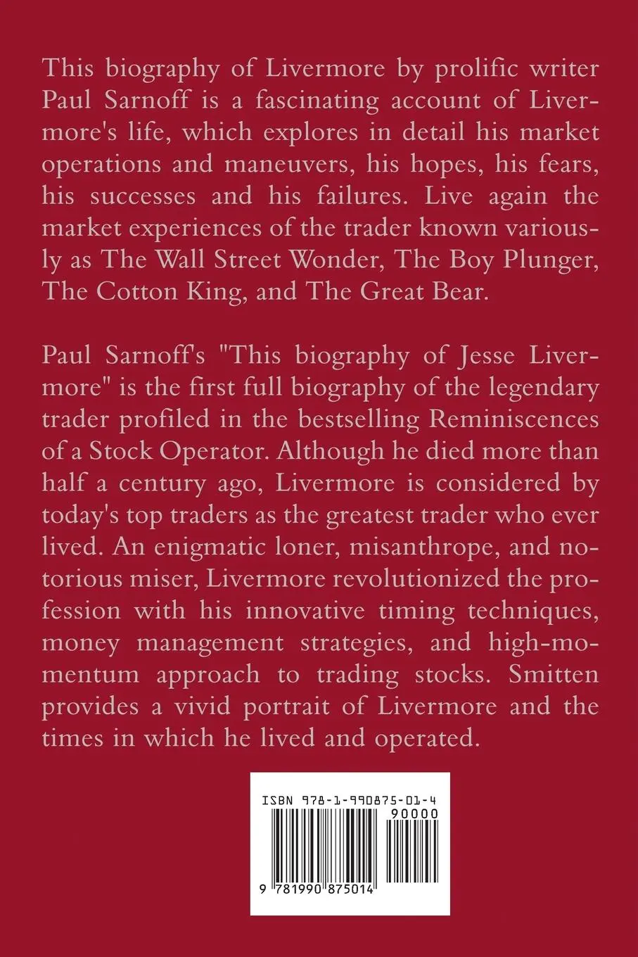 Rückseite: 9781990875014 | Jesse Livermore Speculator King | Paul Sarnoff | Taschenbuch | 1985