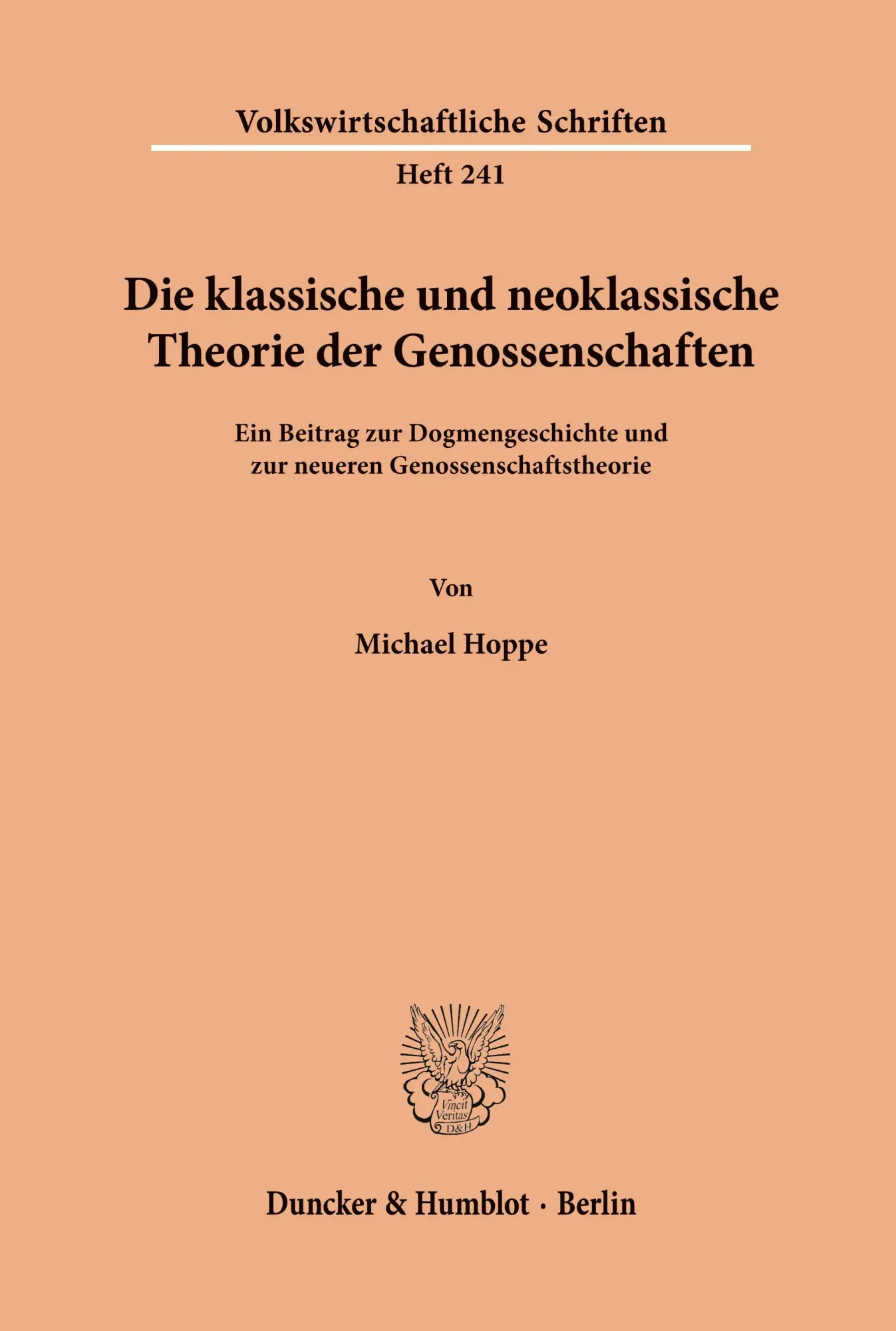 Cover: 9783428035014 | Die klassische und neoklassische Theorie der Genossenschaften. | Hoppe