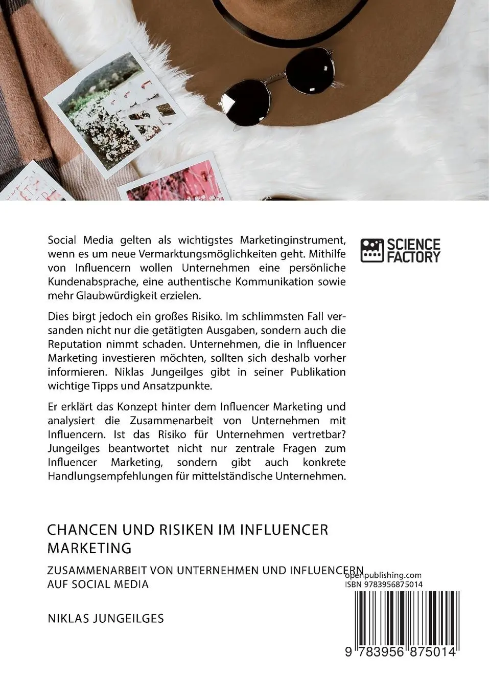 Rückseite: 9783956875014 | Chancen und Risiken im Influencer Marketing. Zusammenarbeit von...