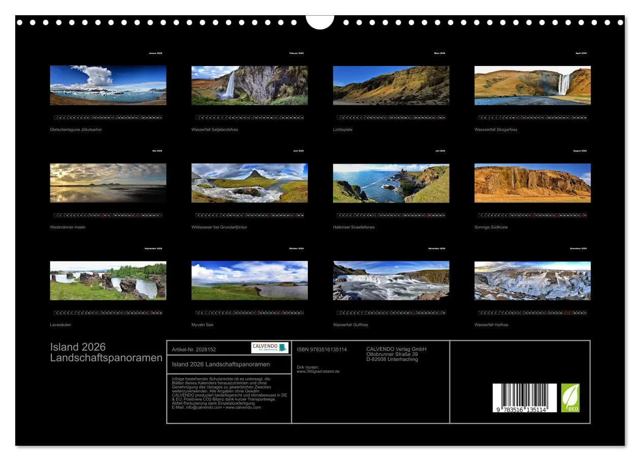 Bild: 9783516135114 | Island 2026 Landschaftspanoramen (Wandkalender 2026 DIN A3 quer),...