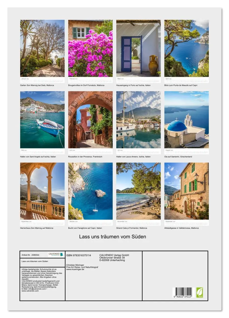 Bild: 9783516375114 | Lass uns träumen vom Süden (Wandkalender 2026 DIN A2 hoch),...
