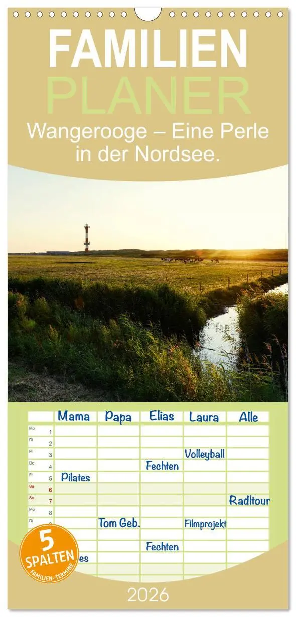 Cover: 9783516515114 | Familienplaner 2026 - Wangerooge - Eine Perle in der Nordsee. mit 5...