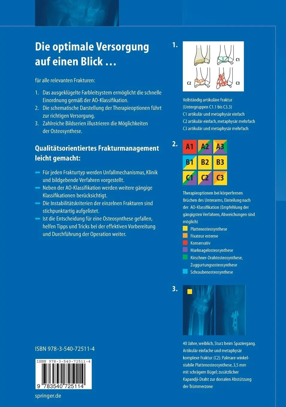 Rückseite: 9783540725114 | Frakturen | Klassifikation und Behandlungsoptionen | Buch | xxi | 2010