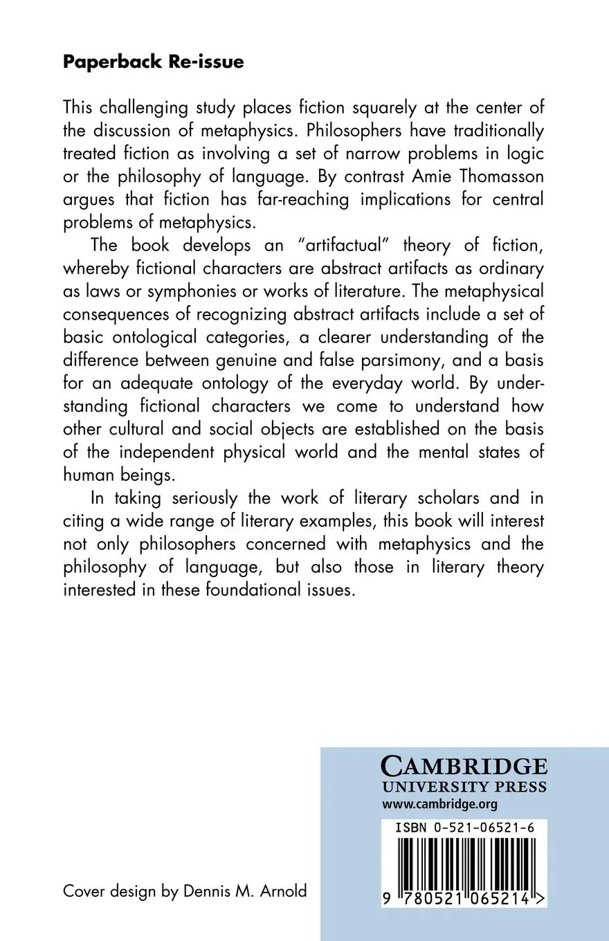 Rückseite: 9780521065214 | Fiction and Metaphysics | Amie L. Thomasson | Taschenbuch | Englisch