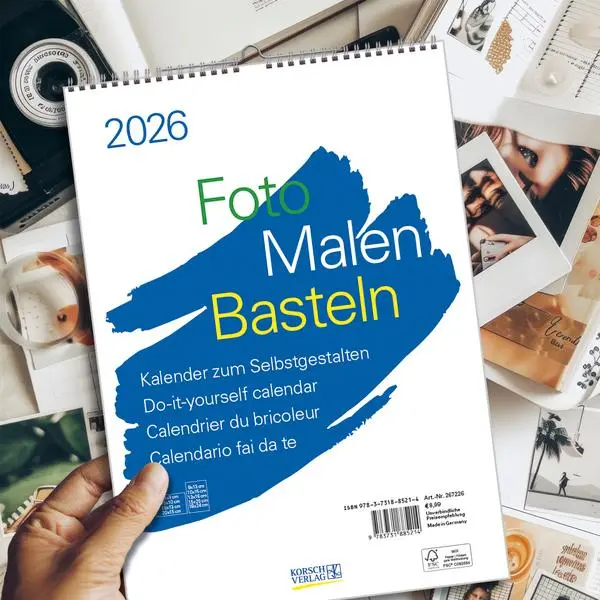 Bild: 9783731885214 | Foto-Malen-Basteln Bastelkalender A4 weiß 2026 | Verlag Korsch | 14 S.