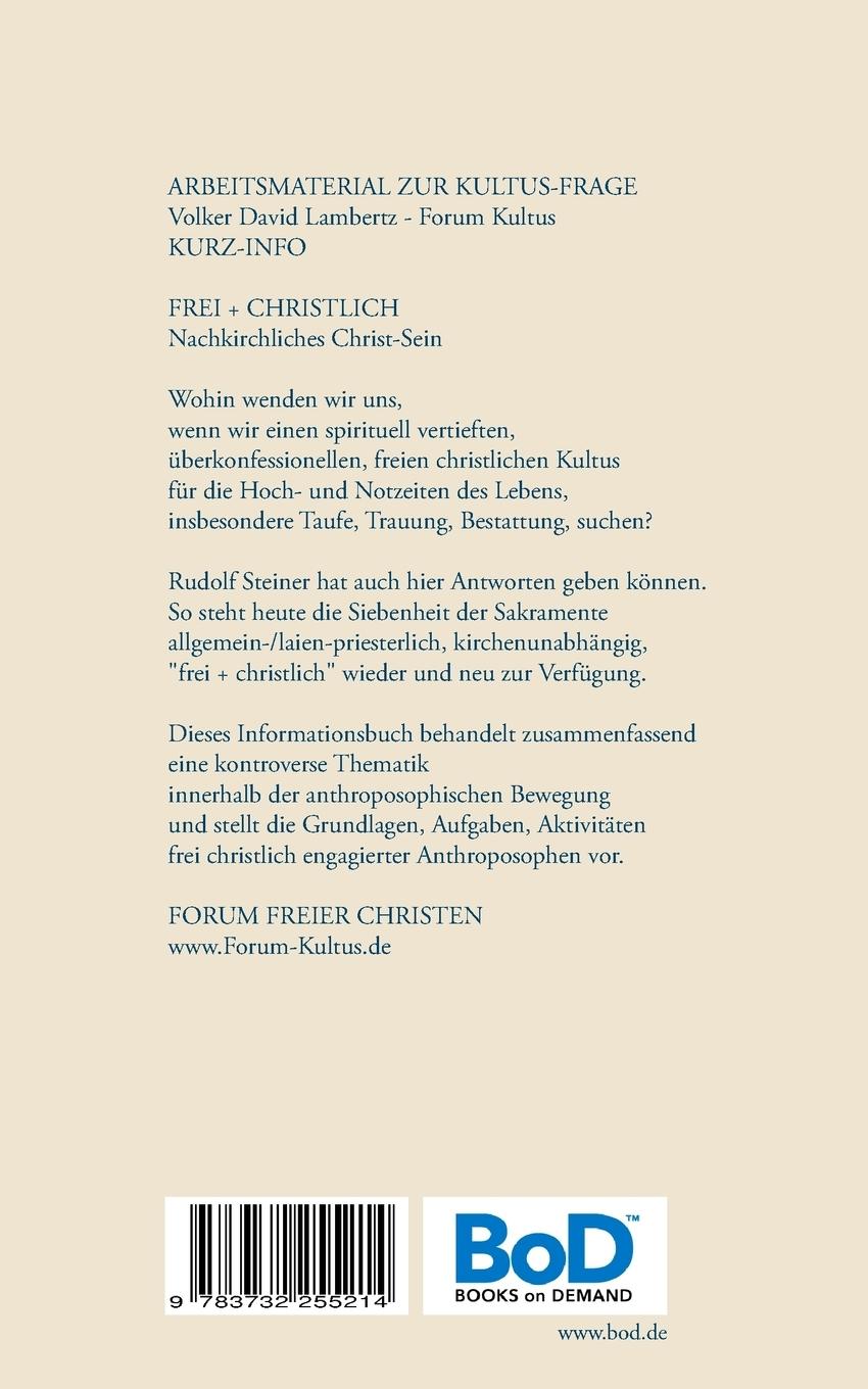 Rückseite: 9783732255214 | Der freie christliche Impuls Rudolf Steiners heute | Kurzinfo-Buch