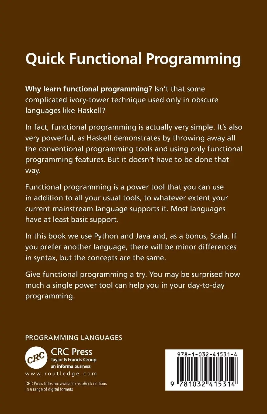 Rückseite: 9781032415314 | Quick Functional Programming | David Matuszek | Taschenbuch | Englisch