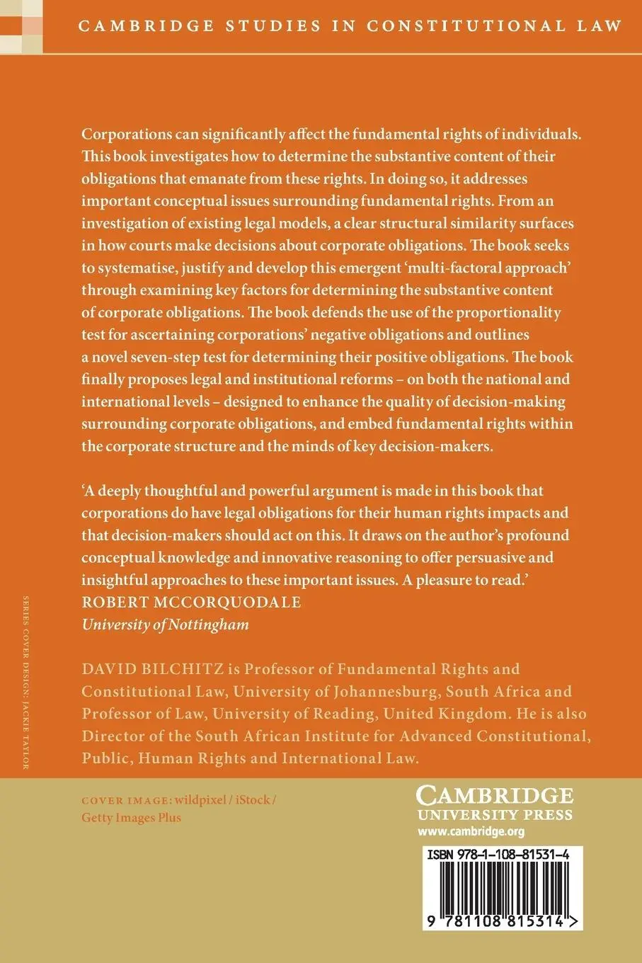 Rückseite: 9781108815314 | Fundamental Rights and the Legal Obligations of Business | Bilchitz