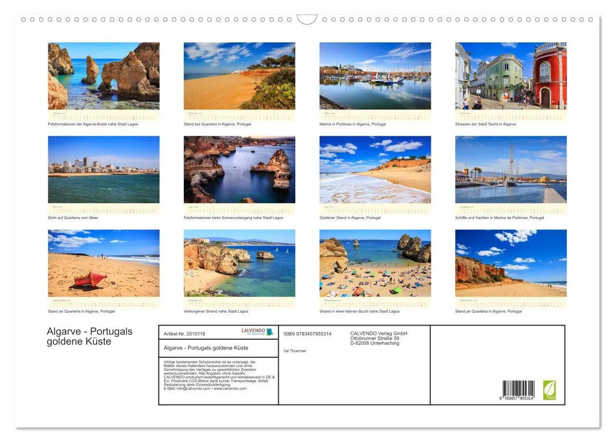 Bild: 9783457955314 | Algarve - Portugals goldene Küste (Wandkalender 2026 DIN A2 quer),...