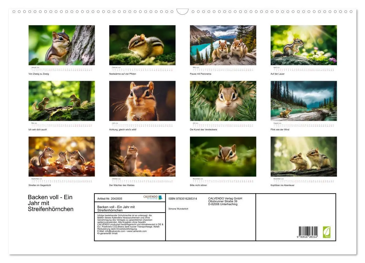 Bild: 9783516285314 | Backen voll - Ein Jahr mit Streifenhörnchen (Wandkalender 2026 DIN...