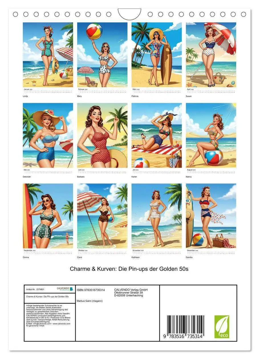 Bild: 9783516735314 | Charme &amp; Kurven: Die Pin-ups der Golden 50s (Wandkalender 2026 DIN...