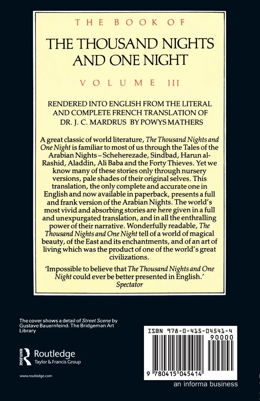 Rückseite: 9780415045414 | The Book of the Thousand and One Nights (Vol 3) | Mardrus (u. a.)
