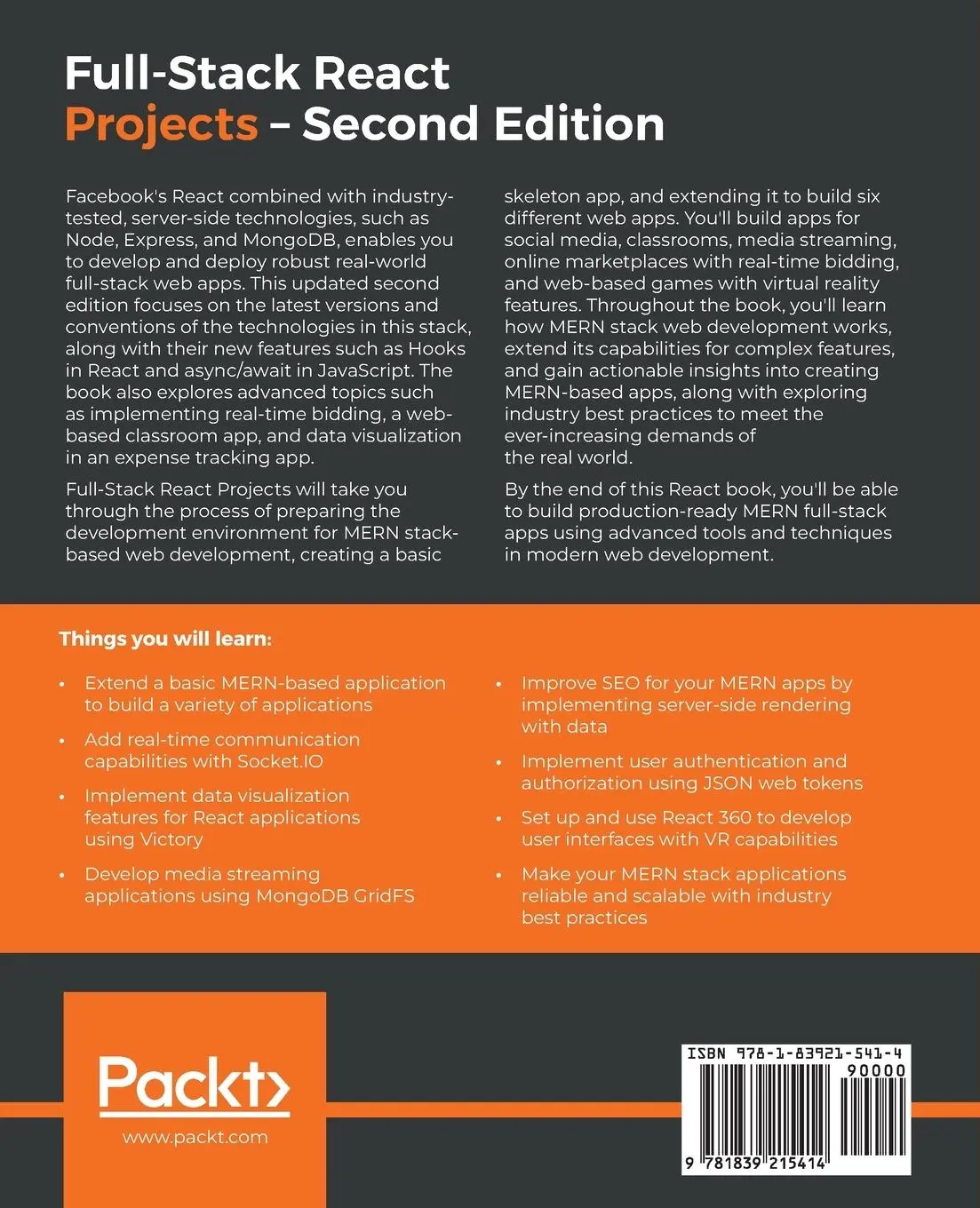Rückseite: 9781839215414 | Full-Stack React Projects - Second Edition | Shama Hoque | Taschenbuch