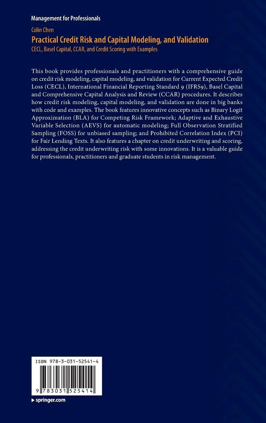 Rückseite: 9783031525414 | Practical Credit Risk and Capital Modeling, and Validation | Chen