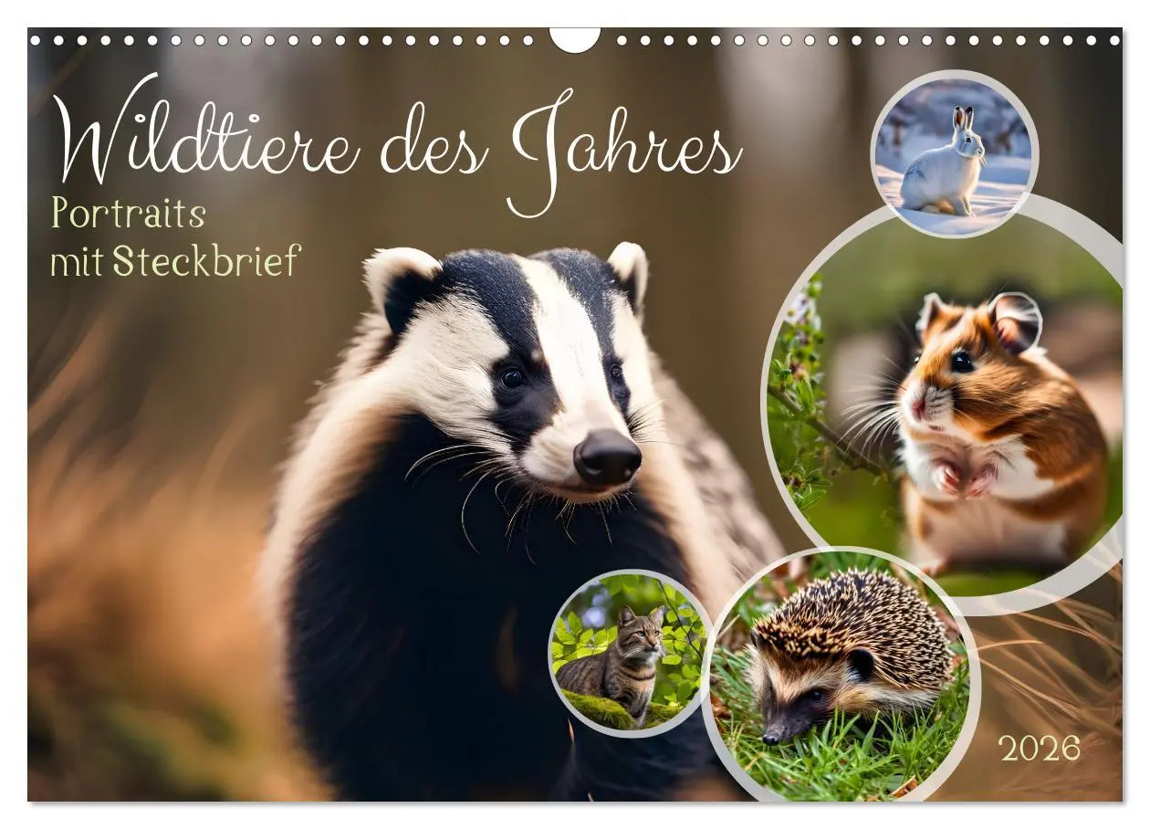 Cover: 9783457635414 | Wildtiere des Jahres (Wandkalender 2026 DIN A3 quer), CALVENDO...