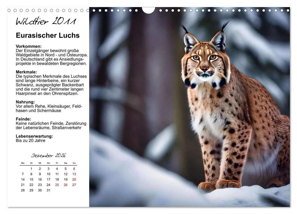 Bild: 9783457635414 | Wildtiere des Jahres (Wandkalender 2026 DIN A3 quer), CALVENDO...