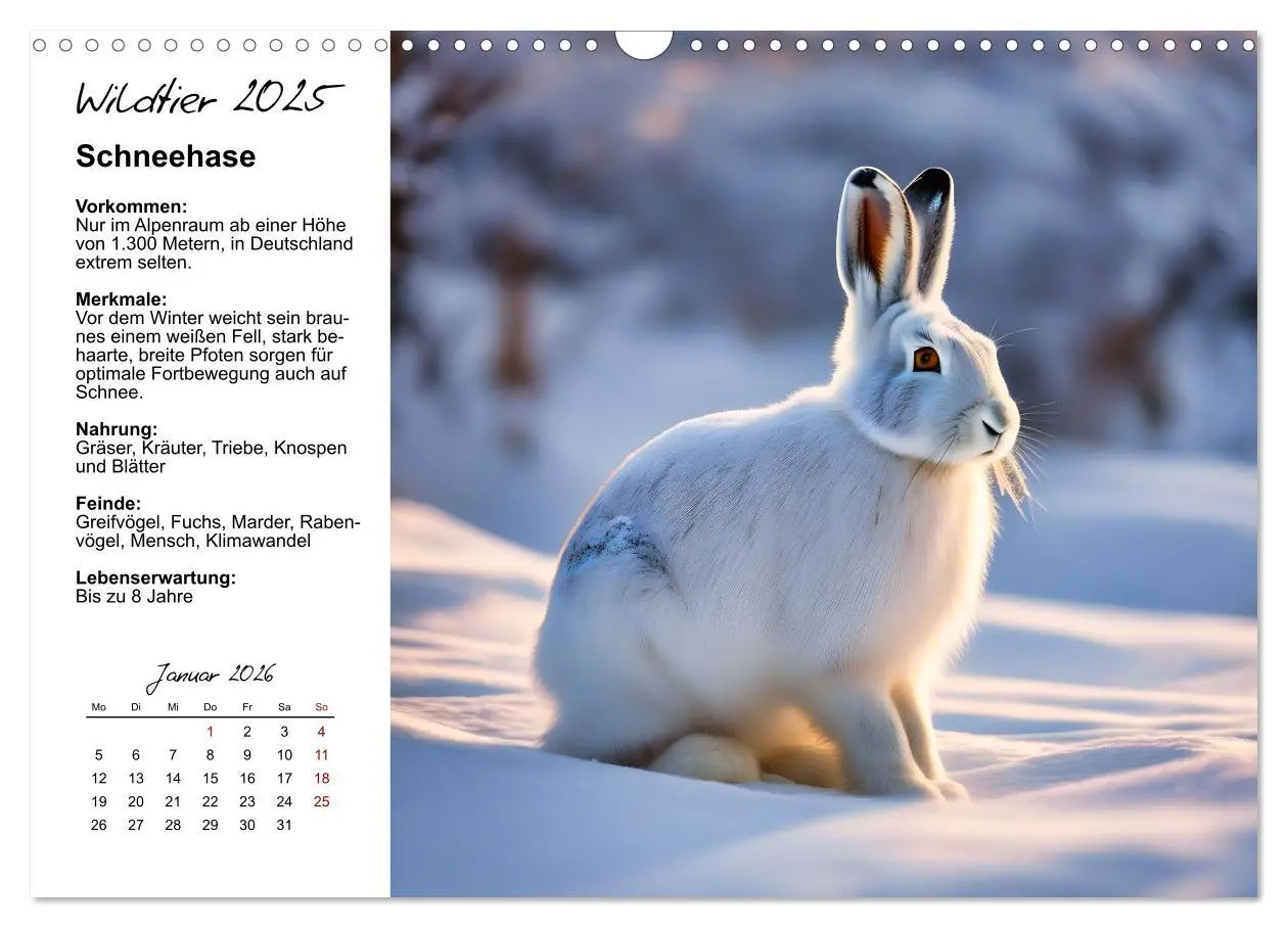 Bild: 9783457635414 | Wildtiere des Jahres (Wandkalender 2026 DIN A3 quer), CALVENDO...