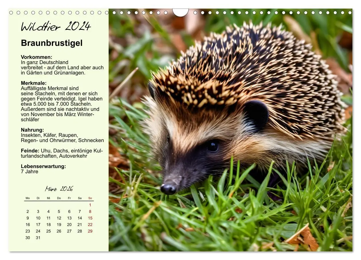 Bild: 9783457635414 | Wildtiere des Jahres (Wandkalender 2026 DIN A3 quer), CALVENDO...