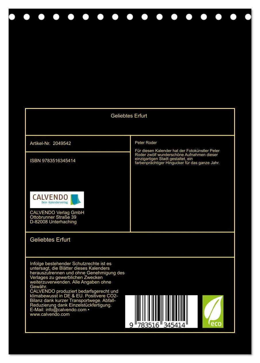 Bild: 9783516345414 | Geliebtes Erfurt (Tischkalender 2026 DIN A5 hoch), CALVENDO...