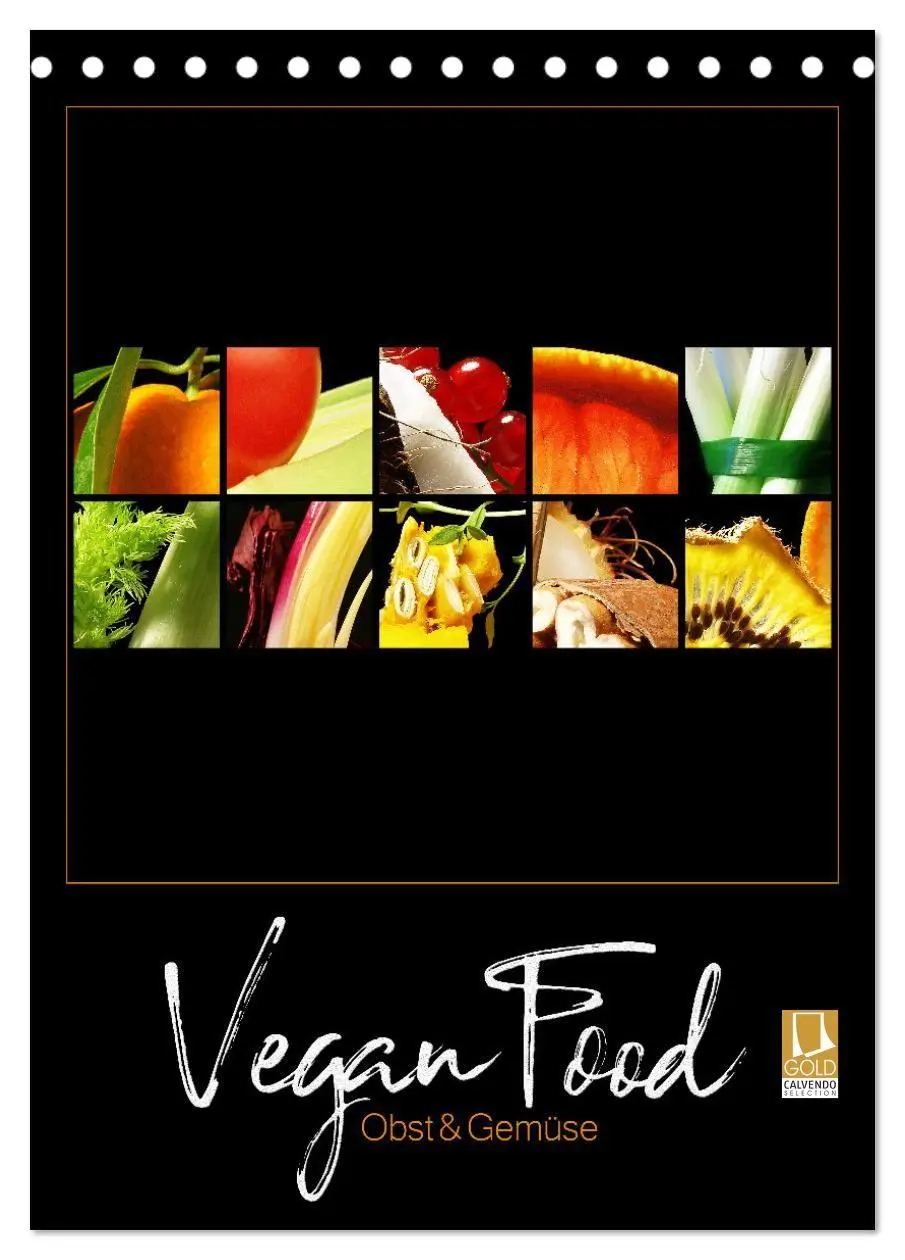 Cover: 9783569505414 | Vegan Food Kalender - Obst und Gemüse auf Schwarz (Tischkalender...