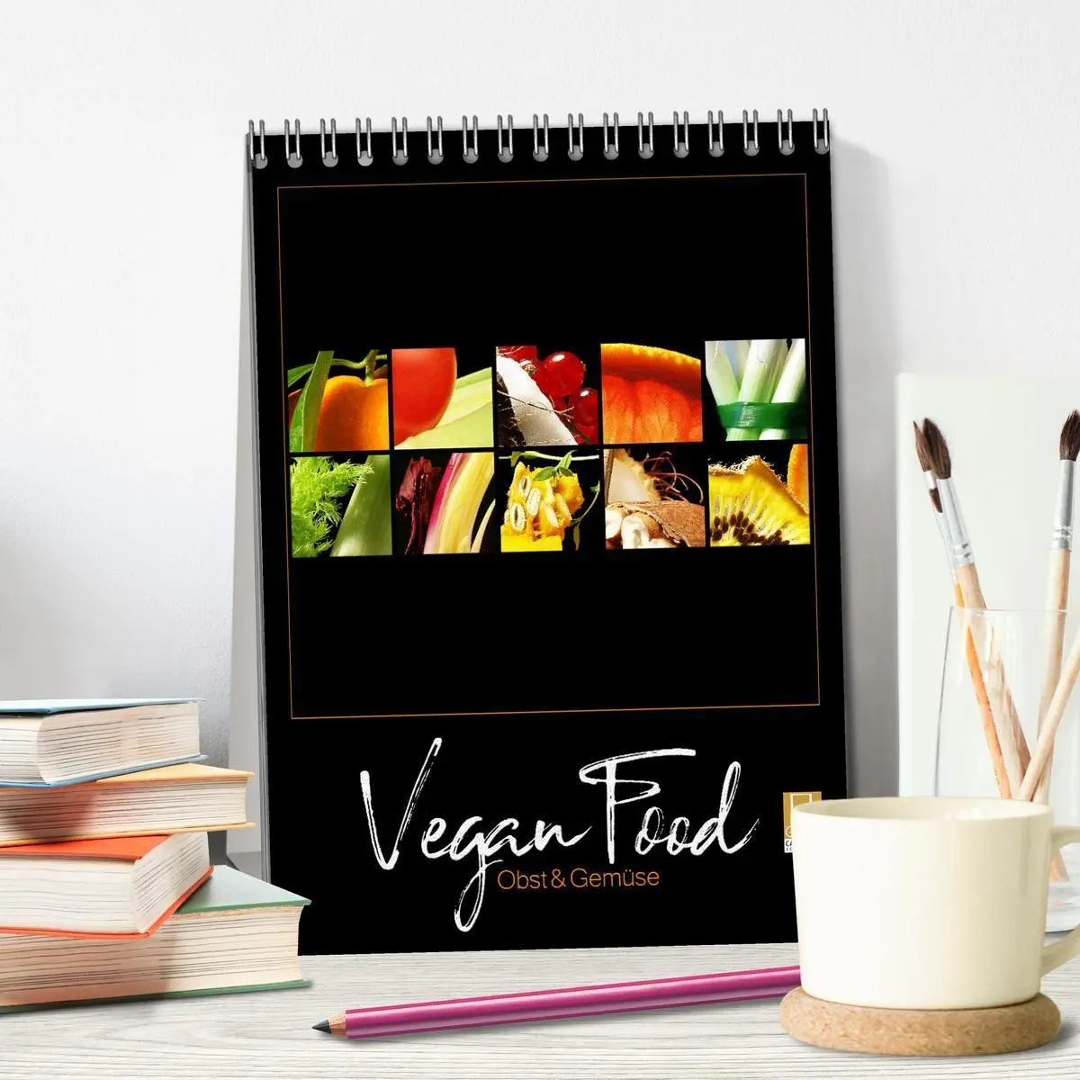 Bild: 9783569505414 | Vegan Food Kalender - Obst und Gemüse auf Schwarz (Tischkalender...