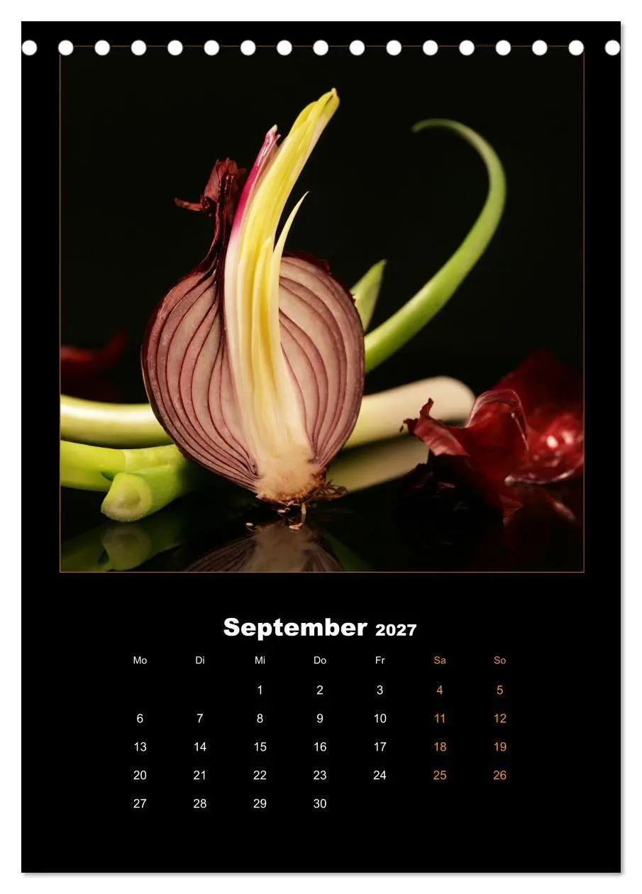 Bild: 9783569505414 | Vegan Food Kalender - Obst und Gemüse auf Schwarz (Tischkalender...