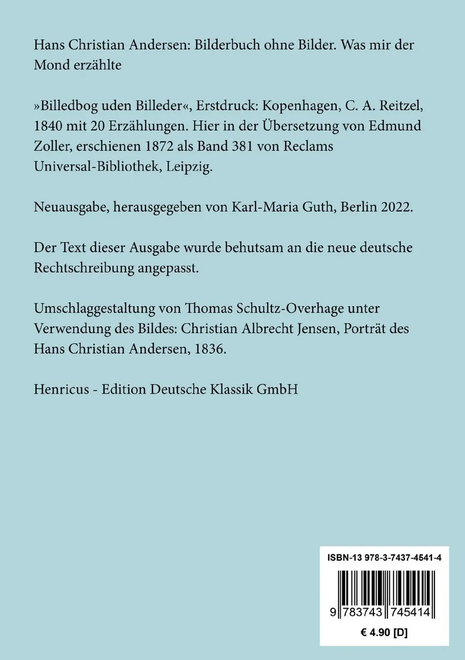 Rückseite: 9783743745414 | Bilderbuch ohne Bilder | Was mir der Mond erzählte | Andersen | Buch
