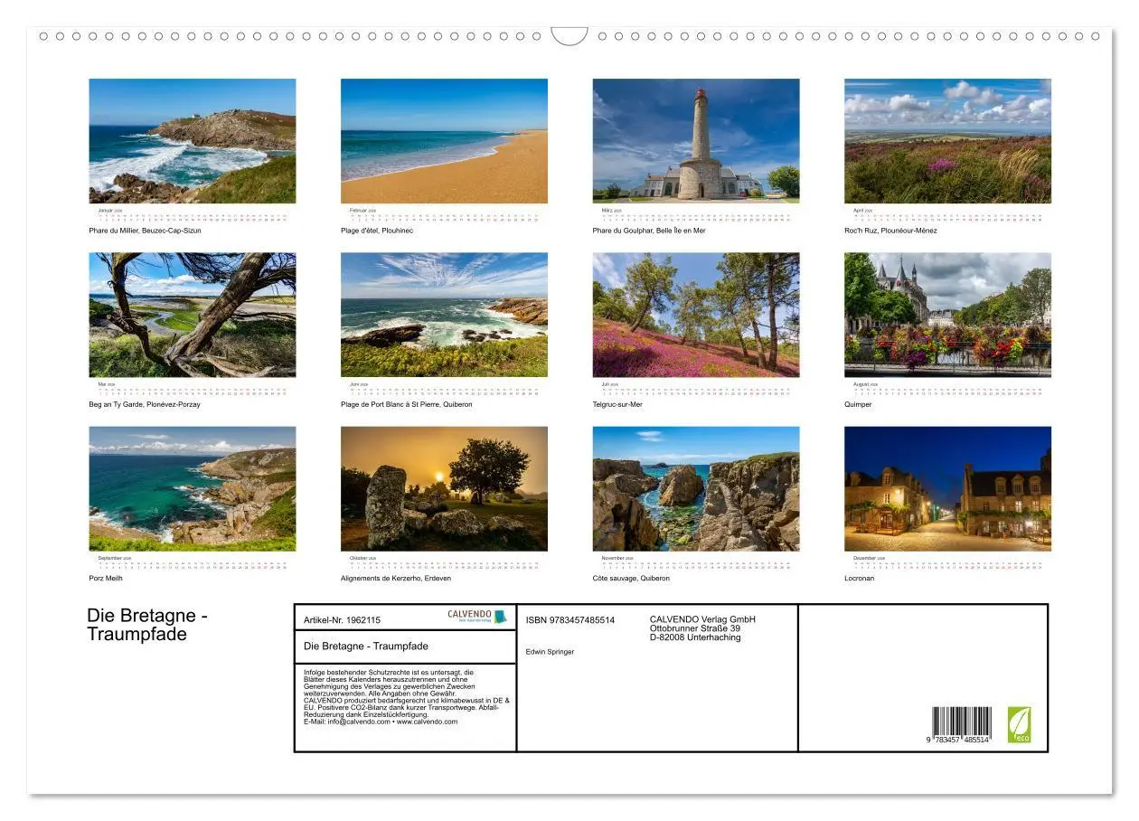 Bild: 9783457485514 | Die Bretagne - Traumpfade (Wandkalender 2026 DIN A2 quer), CALVENDO...