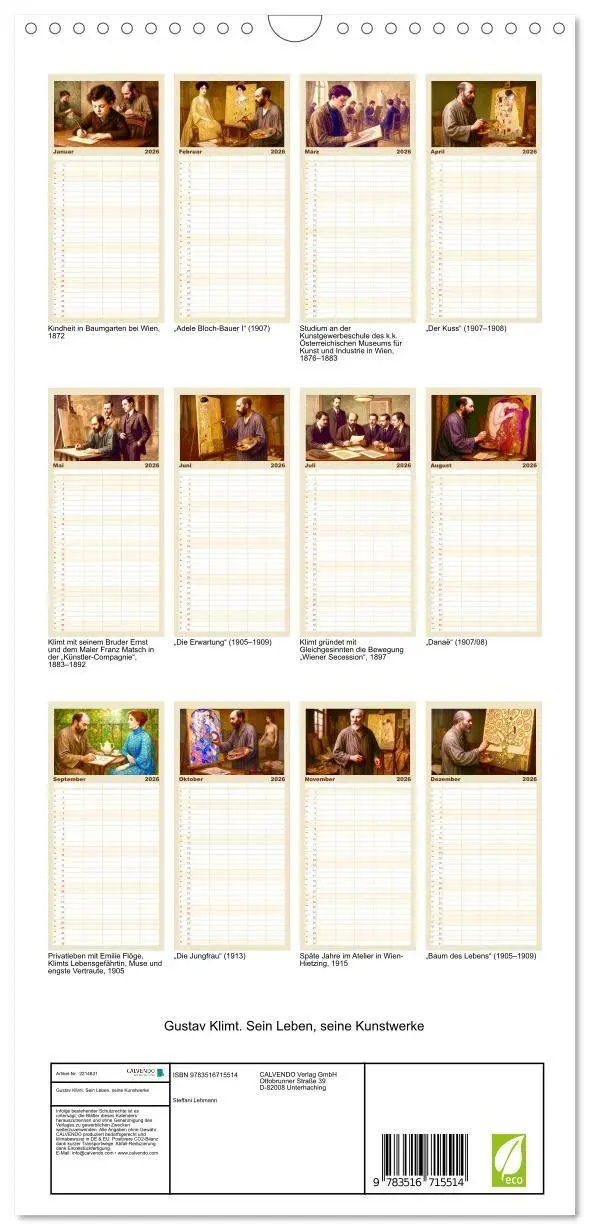 Bild: 9783516715514 | Familienplaner 2026 - Gustav Klimt. Sein Leben, seine Kunstwerke...