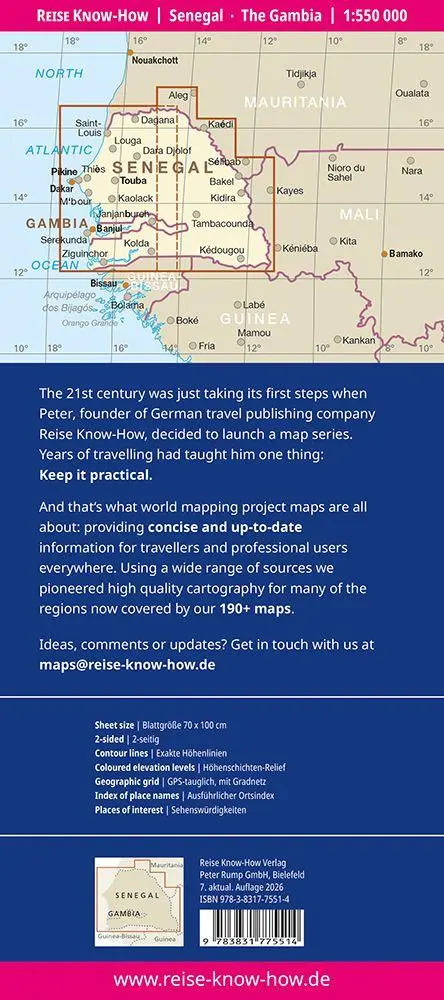 Bild: 9783831775514 | Reise Know-How Landkarte Senegal, Gambia (1:550.000) | (Land-)Karte