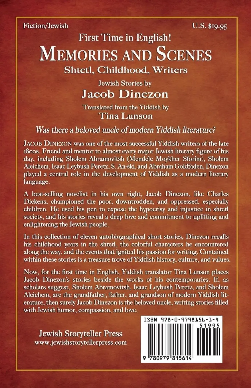 Rückseite: 9780979815614 | Memories and Scenes | Shtetl, Childhood, Writers | Jacob Dinezon