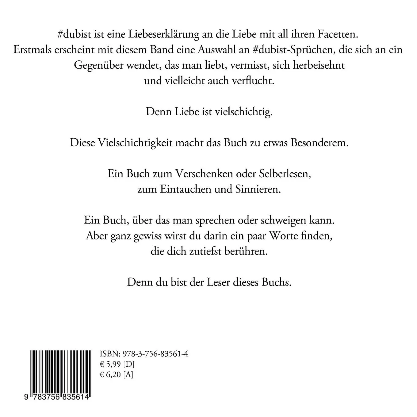 Rückseite: 9783756835614 | #dubist | Patricia Welsh | Taschenbuch | 56 S. | Deutsch | 2022