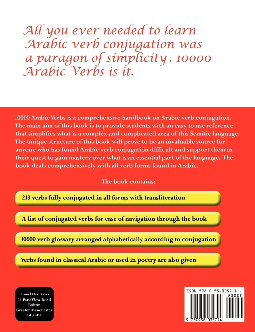 Rückseite: 9780956035714 | 10000 Arabic Verbs | Mohammed Shaffique | Taschenbuch | Arabisch